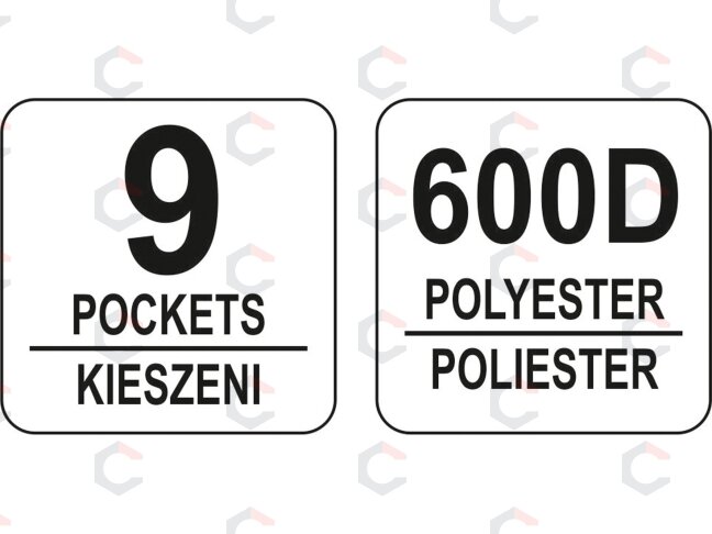Karkasinis įrankių krepšys su rankena | 12" | 9 kišenės | 600D poliesteris (YT-74371) 2 Karkasinis įrankių krepšys su rankena | 12" | 9 kišenės | 600D poliesteris (YT-74371) 2