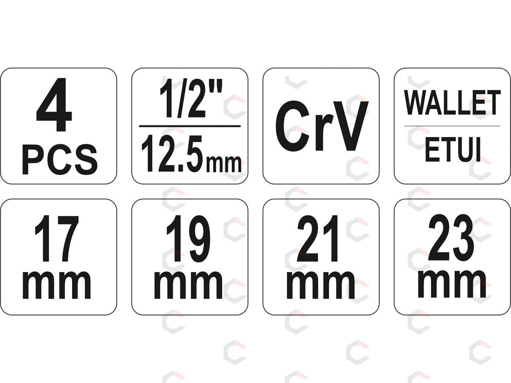 Sulankstomas kryžminis ratų raktas | 17–23 mm | dėkle (YT-08035) 6 Sulankstomas kryžminis ratų raktas | 17–23 mm | dėkle (YT-08035) 6