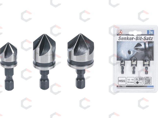 Kūginių grąžtų/frezų rinkinys | HSS | 6.3 mm (1/4") | 12 - 16 - 19 mm | 3 vnt. (70052) 4