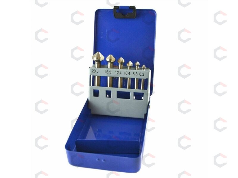 Kūginių grąžtų/frezų rinkinys | HSS | DIN 335 | 90° | 6 vnt. (SK1628) Kūginių grąžtų/frezų rinkinys | HSS | DIN 335 | 90° | 6 vnt. (SK1628)