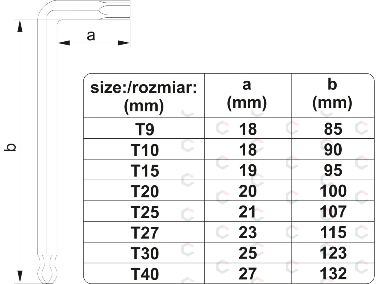 L tipo raktų rinkinys | ilgas tipas | T-Star (Torx) su šarnyru T9 - T40 | 8 vnt. (YT-05123) 2 L tipo raktų rinkinys | ilgas tipas | T-Star (Torx) su šarnyru T9 - T40 | 8 vnt. (YT-05123) 2