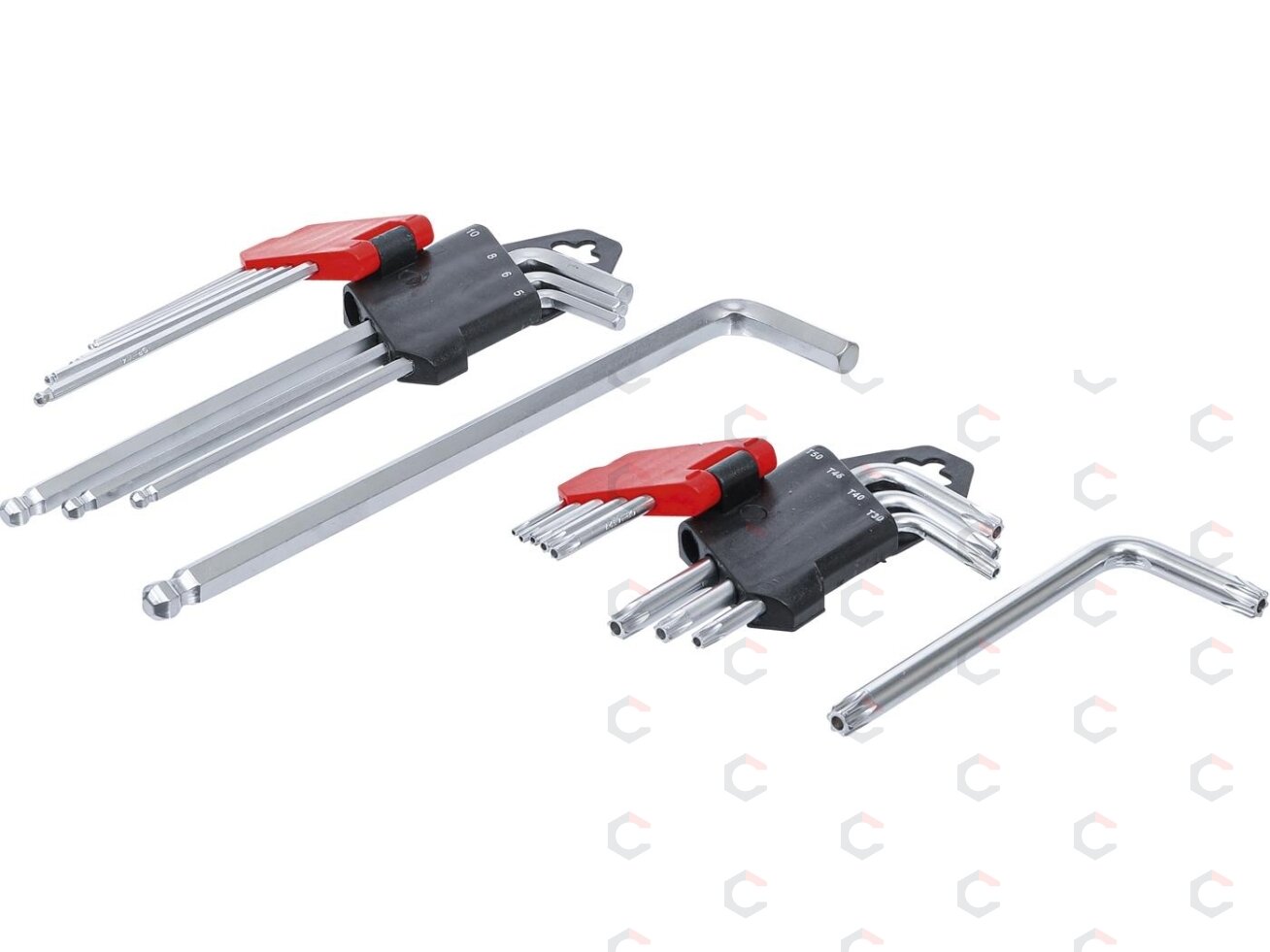 L tipo raktų rinkinys | ilgi | T-Star (Torx) T10 - T50 / Hex šešiakampis 1,5 - 10 mm | 18 vnt. (822) 2