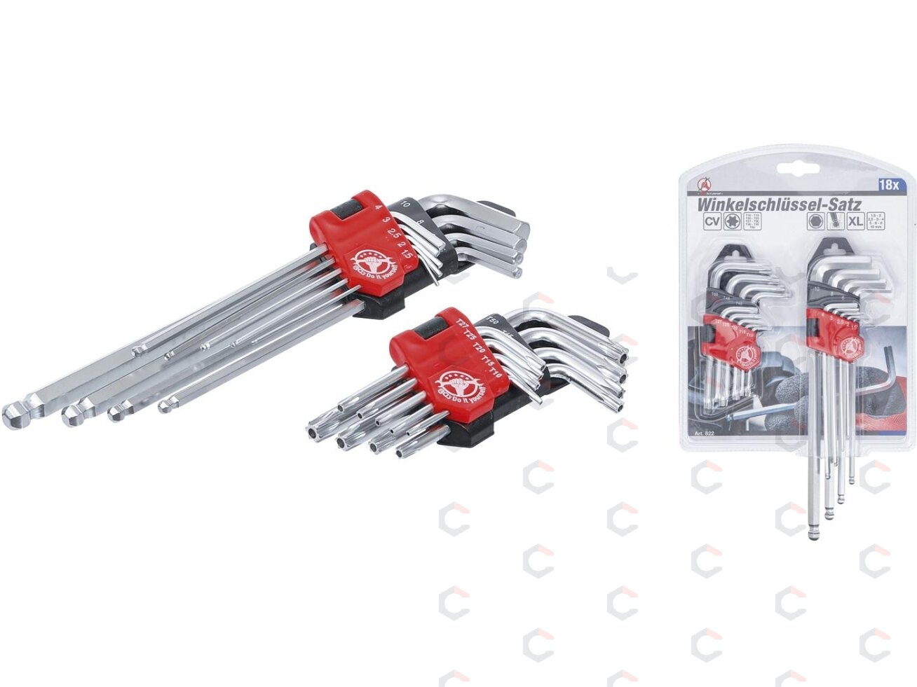 L tipo raktų rinkinys | ilgi | T-Star (Torx) T10 - T50 / Hex šešiakampis 1,5 - 10 mm | 18 vnt. (822) 4