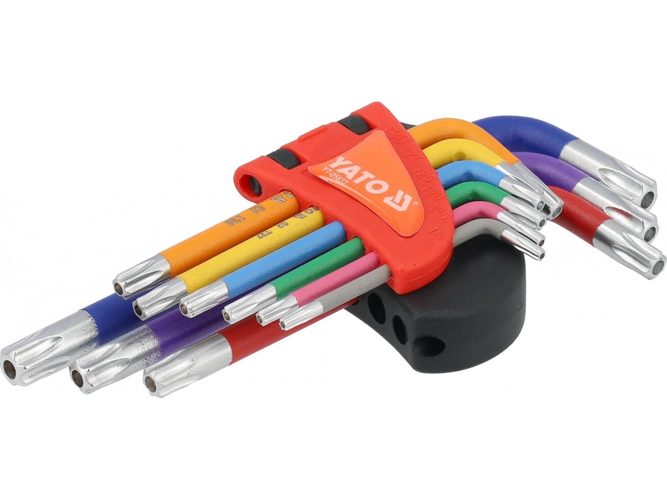 Trumpų L tipo TORX TR raktų su skyle rinkinys T10–T50, 9 vnt. YATO (YT-05637) Trumpų L tipo TORX TR raktų su skyle rinkinys T10–T50, 9 vnt. YATO (YT-05637)