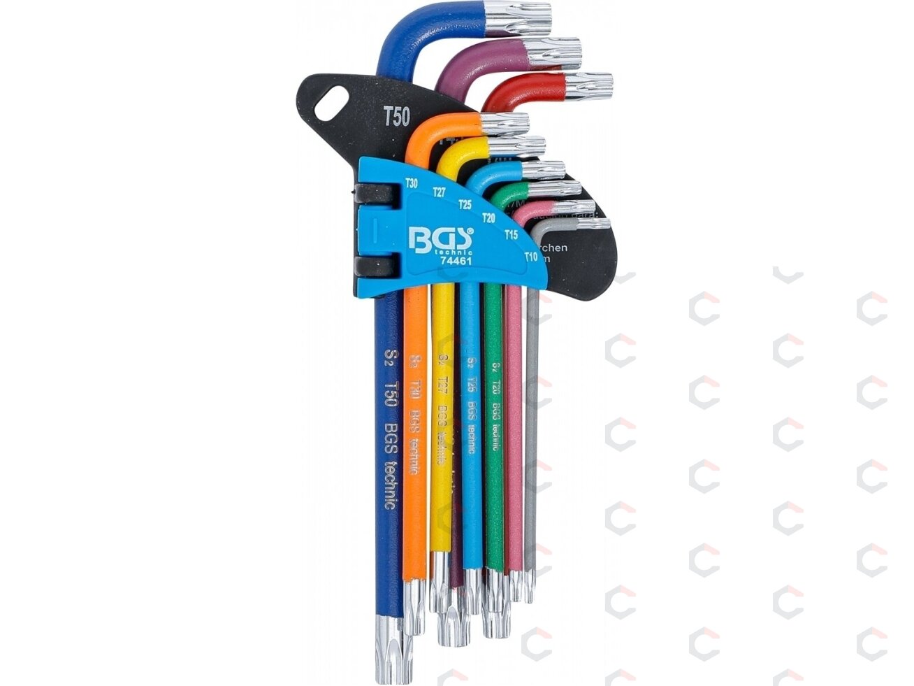 L tipo raktų rinkinys | spalvoti | T-Star su skylutėm (Torx) T10 - T50 | 9 vnt. (74461B) L tipo raktų rinkinys | spalvoti | T-Star su skylutėm (Torx) T10 - T50 | 9 vnt. (74461B)