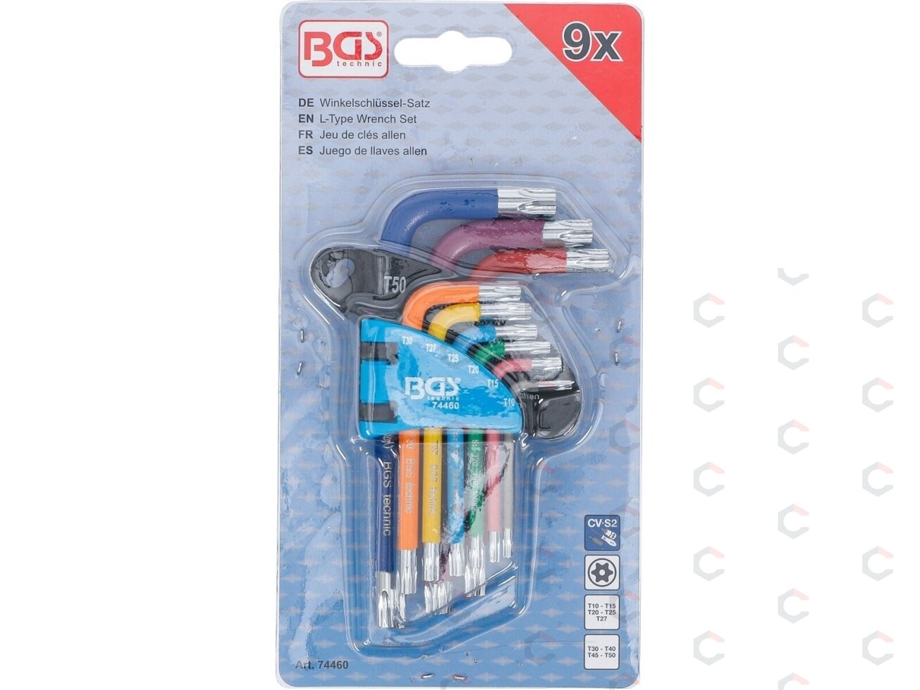 L tipo raktų rinkinys | spalvoti | trumpi | T-Star su skylutėm (Torx) T10 - T50 | 9 vnt. (74460B) 3 L tipo raktų rinkinys | spalvoti | trumpi | T-Star su skylutėm (Torx) T10 - T50 | 9 vnt. (74460B) 3
