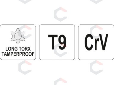 L tipo raktas | ilgas tipas | T-Star (su skyle) (Torx) T9 (YT-05513)