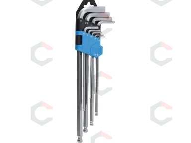 L tipo raktų rinkinys | Coliniai dydžiai | hex šešiakampis / hex šešiakampis su šarnyru 1/16"- 3/8" | 9 vnt. (799)