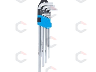 L tipo raktų rinkinys | ilgas tipas | hex šešiakampis 1,5 - 10 mm | 9 vnt. (808) L tipo raktų rinkinys | ilgas tipas | hex šešiakampis 1,5 - 10 mm | 9 vnt. (808)