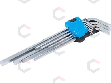 L tipo raktų rinkinys | ilgas tipas | hex šešiakampis 1,5 - 10 mm | 9 vnt. (808) L tipo raktų rinkinys | ilgas tipas | hex šešiakampis 1,5 - 10 mm | 9 vnt. (808)