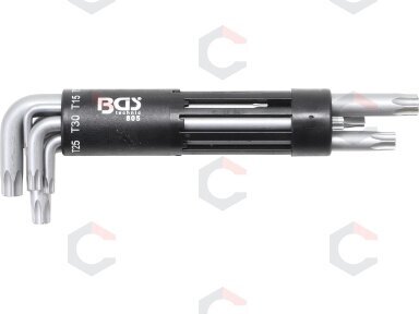 L tipo raktų rinkinys | ilgi | T-Star su skylutėm (Torx) T10 - T50 | 8 vnt. (805)