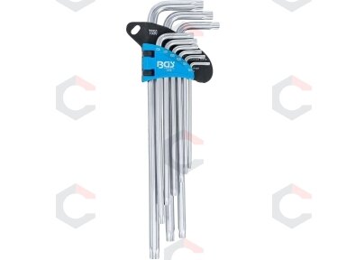 L tipo raktų rinkinys | ilgiausias tipas | 5-kampiai | T-Star (Torx Plus) TS10 - TS50 | 9 vnt. (777)