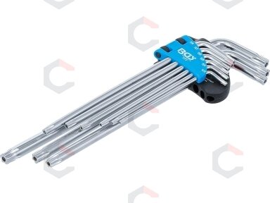 L tipo raktų rinkinys | ilgiausias tipas | 5-kampiai | T-Star (Torx Plus) TS10 - TS50 | 9 vnt. (777)