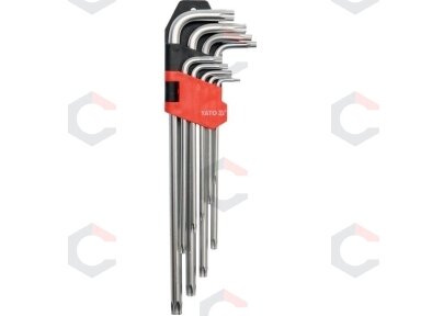 L tipo raktų rinkinys | labai ilgi | T-Star (Torx) su skylėm T10 - T50 | 9 vnt. (YT-0512) L tipo raktų rinkinys | labai ilgi | T-Star (Torx) su skylėm T10 - T50 | 9 vnt. (YT-0512)