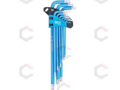 L tipo raktų rinkinys | T-Star (Torx) / T-Star su skyle (Torx) T10 - T50 | 9 vnt. (35105)
