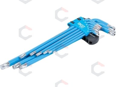 L tipo raktų rinkinys | T-Star (Torx) / T-Star su skyle (Torx) T10 - T50 | 9 vnt. (35105)