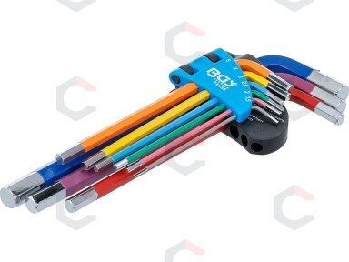 L tipo veržliarakčių rinkinys | daugiaspalviai | ilgi | vidinis šešiakampis 1,5 - 10 mm | 9 vnt. (74455B) L tipo veržliarakčių rinkinys | daugiaspalviai | ilgi | vidinis šešiakampis 1,5 - 10 mm | 9 vnt. (74455B)