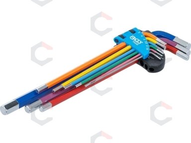L tipo veržliarakčių rinkinys | daugiaspalviai | labai ilgi | vidinis šešiakampis 1,5 - 10 mm | 9 vnt. (74456B) L tipo veržliarakčių rinkinys | daugiaspalviai | labai ilgi | vidinis šešiakampis 1,5 - 10 mm | 9 vnt. (74456B)
