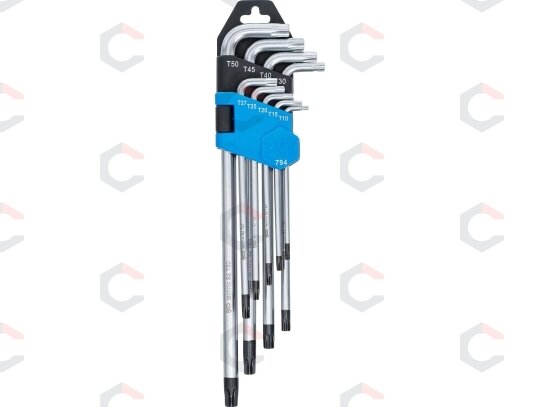 L tipo raktų rinkinys | ilgas tipas | T-Star (Torx) / T-Star su skylutėm (Torx) T10 - T50 | 9 vnt. (794) 1