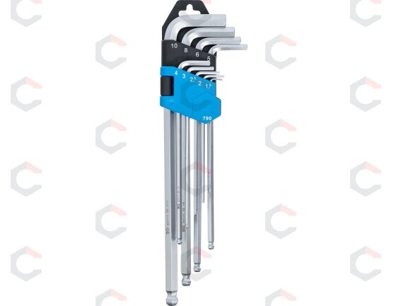 L tipo raktų rinkinys | ilgas tipas | Hex šešiakampis / hex šešiakampis su šarnyru 1,5 - 10 mm | 9 vnt. (790) 1 L tipo raktų rinkinys | ilgas tipas | Hex šešiakampis / hex šešiakampis su šarnyru 1,5 - 10 mm | 9 vnt. (790) 1