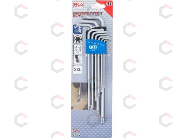 L tipo raktų rinkinys | ilgi | šarnyriniai | T-Star (Torx) T10 - T50 | 9 vnt. (819) 4 L tipo raktų rinkinys | ilgi | šarnyriniai | T-Star (Torx) T10 - T50 | 9 vnt. (819) 4