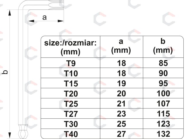 L tipo raktų rinkinys | ilgas tipas | T-Star (Torx) su šarnyru T9 - T40 | 8 vnt. (YT-05123) 2 L tipo raktų rinkinys | ilgas tipas | T-Star (Torx) su šarnyru T9 - T40 | 8 vnt. (YT-05123) 2