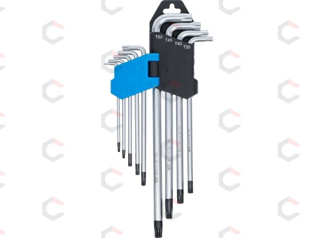 L tipo raktų rinkinys | ilgas tipas | T-Star (Torx) / T-Star su skylutėm (Torx) T10 - T50 | 9 vnt. (794) 2