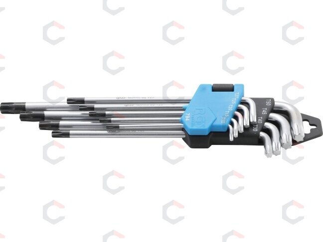 L tipo raktų rinkinys | ilgas tipas | T-Star (Torx) / T-Star su skylutėm (Torx) T10 - T50 | 9 vnt. (794) 6