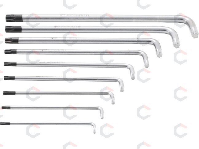 L tipo raktų rinkinys | ilgas tipas | T-Star (Torx) / T-Star su skylutėm (Torx) T10 - T50 | 9 vnt. (794) 7