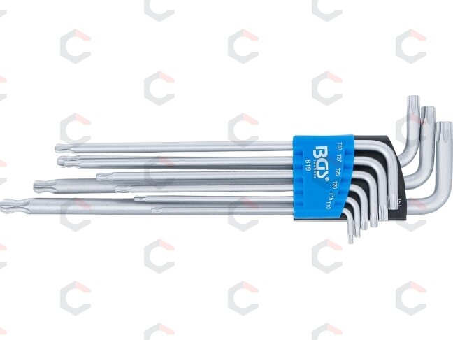 L tipo raktų rinkinys | ilgi | šarnyriniai | T-Star (Torx) T10 - T50 | 9 vnt. (819) 2 L tipo raktų rinkinys | ilgi | šarnyriniai | T-Star (Torx) T10 - T50 | 9 vnt. (819) 2