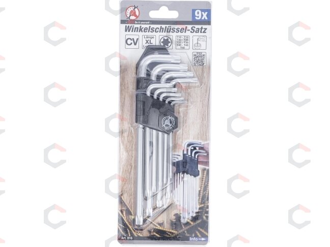 L tipo raktų rinkinys | ilgi | T-Star (Torx) T10-T50 | 9 vnt. (816) 3 L tipo raktų rinkinys | ilgi | T-Star (Torx) T10-T50 | 9 vnt. (816) 3