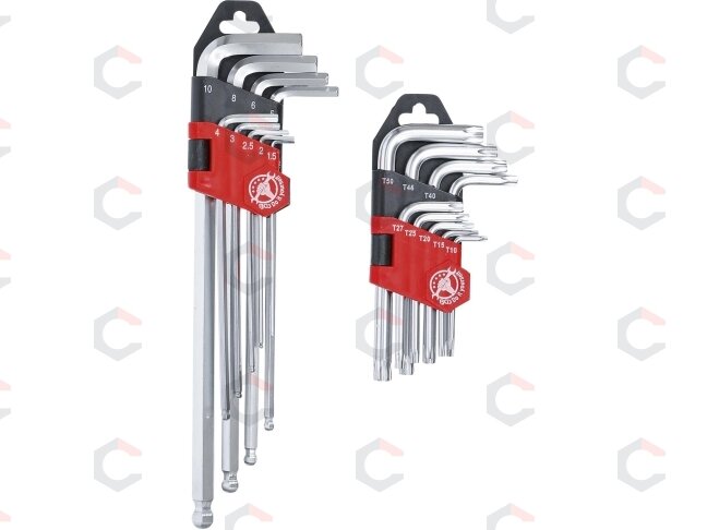 L tipo raktų rinkinys | ilgi | T-Star (Torx) T10 - T50 / Hex šešiakampis 1,5 - 10 mm | 18 vnt. (822) 1