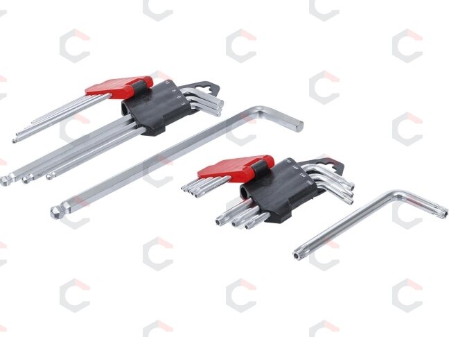 L tipo raktų rinkinys | ilgi | T-Star (Torx) T10 - T50 / Hex šešiakampis 1,5 - 10 mm | 18 vnt. (822) 2