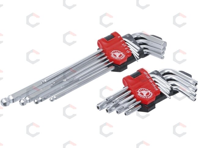 L tipo raktų rinkinys | ilgi | T-Star (Torx) T10 - T50 / Hex šešiakampis 1,5 - 10 mm | 18 vnt. (822)