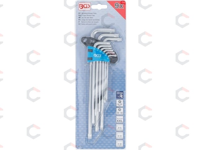 L tipo raktų rinkinys | ilgiausias tipas | 5-kampiai | T-Star (Torx Plus) TS10 - TS50 | 9 vnt. (777) 3