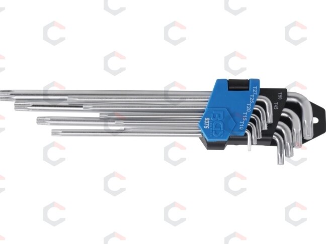 L tipo raktų rinkinys | labai ilgi + labai trumpi | T-Star (Torx) T10 - T50 | 9 vnt. (9375) L tipo raktų rinkinys | labai ilgi + labai trumpi | T-Star (Torx) T10 - T50 | 9 vnt. (9375)