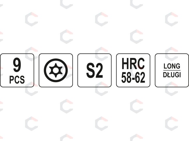 L tipo raktų rinkinys | spalvoti / S2 | T-Star (Torx) / T10 - T50 | 9 vnt. (YT-05633) 4