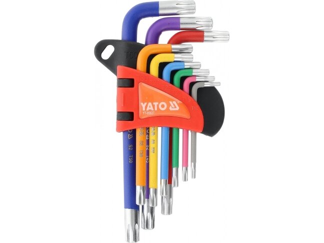 Trumpų L tipo TORX TR raktų su skyle rinkinys T10–T50, 9 vnt. YATO (YT-05637) 1
