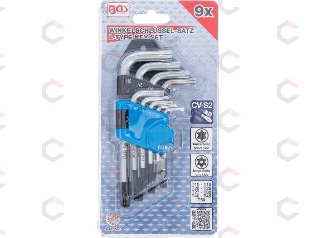 L tipo raktų rinkinys | trumpi | T-Star su skylutėm (Torx) T10 - T50 | 9 vnt. (809) 3 L tipo raktų rinkinys | trumpi | T-Star su skylutėm (Torx) T10 - T50 | 9 vnt. (809) 3