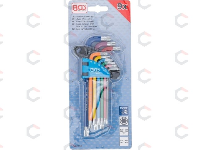 L tipo veržliarakčių rinkinys | daugiaspalviai | ilgi | T-Star (skirtas Torx) T10 - T50 | 9 vnt. (74458) 3 L tipo veržliarakčių rinkinys | daugiaspalviai | ilgi | T-Star (skirtas Torx) T10 - T50 | 9 vnt. (74458) 3