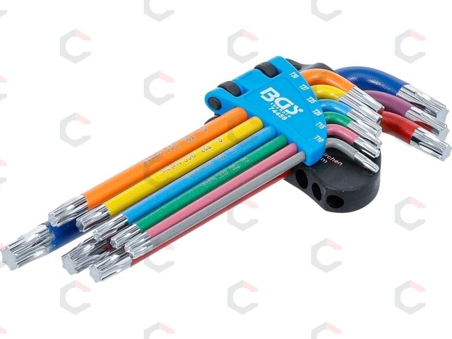 L tipo veržliarakčių rinkinys | daugiaspalviai | ilgi | T-Star (skirtas Torx) T10 - T50 | 9 vnt. (74458) L tipo veržliarakčių rinkinys | daugiaspalviai | ilgi | T-Star (skirtas Torx) T10 - T50 | 9 vnt. (74458)