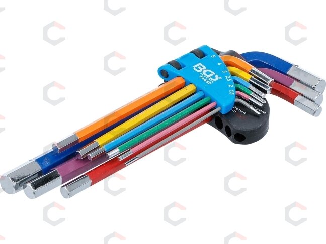 L tipo veržliarakčių rinkinys | daugiaspalviai | ilgi | vidinis šešiakampis 1,5 - 10 mm | 9 vnt. (74455B) 1 L tipo veržliarakčių rinkinys | daugiaspalviai | ilgi | vidinis šešiakampis 1,5 - 10 mm | 9 vnt. (74455B) 1