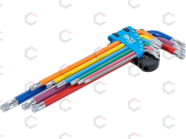 L tipo veržliarakčių rinkinys | daugiaspalviai | labai ilgi | T-Star (skirtas Torx) T10 - T50 | 9 vnt. (74459B) 1 L tipo veržliarakčių rinkinys | daugiaspalviai | labai ilgi | T-Star (skirtas Torx) T10 - T50 | 9 vnt. (74459B) 1