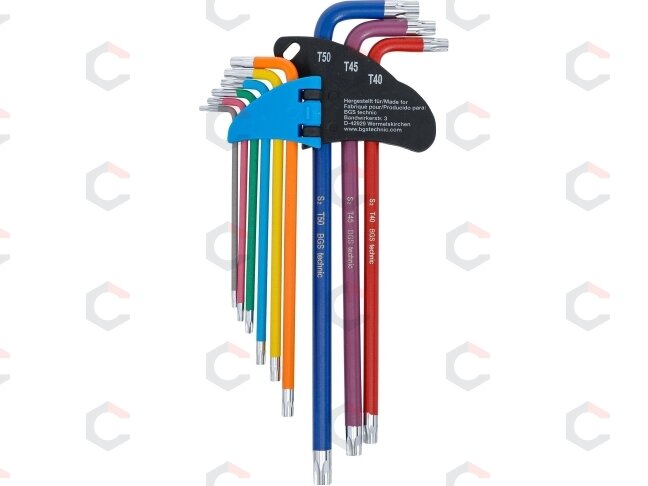 L tipo veržliarakčių rinkinys | daugiaspalviai | labai ilgi | T-Star (skirtas Torx) T10 - T50 | 9 vnt. (74459B) 2 L tipo veržliarakčių rinkinys | daugiaspalviai | labai ilgi | T-Star (skirtas Torx) T10 - T50 | 9 vnt. (74459B) 2