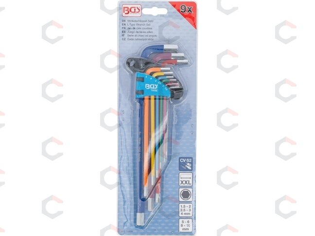 L tipo veržliarakčių rinkinys | daugiaspalviai | labai ilgi | vidinis šešiakampis 1,5 - 10 mm | 9 vnt. (74456B) 3 L tipo veržliarakčių rinkinys | daugiaspalviai | labai ilgi | vidinis šešiakampis 1,5 - 10 mm | 9 vnt. (74456B) 3