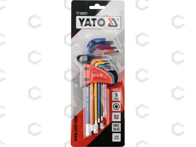 L tipo raktų rinkinys | spalvoti / S2 | hex šešiakampis 1,5 - 10 mm | 9 vnt (YT-05631) 2 L tipo raktų rinkinys | spalvoti / S2 | hex šešiakampis 1,5 - 10 mm | 9 vnt (YT-05631) 2