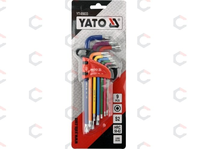 L tipo raktų rinkinys | spalvoti / S2 | T-Star (Torx) / T10 - T50 | 9 vnt. (YT-05633) 2 L tipo raktų rinkinys | spalvoti / S2 | T-Star (Torx) / T10 - T50 | 9 vnt. (YT-05633) 2