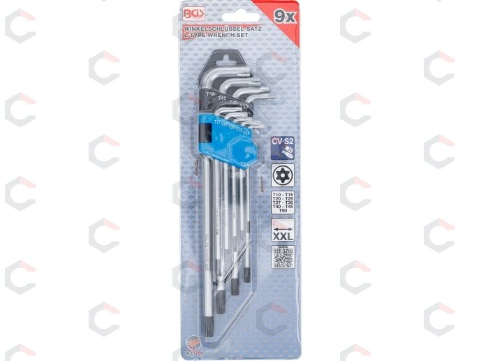 L tipo raktų rinkinys | ilgas tipas | T-Star (Torx) / T-Star su skylutėm (Torx) T10 - T50 | 9 vnt. (794) 5