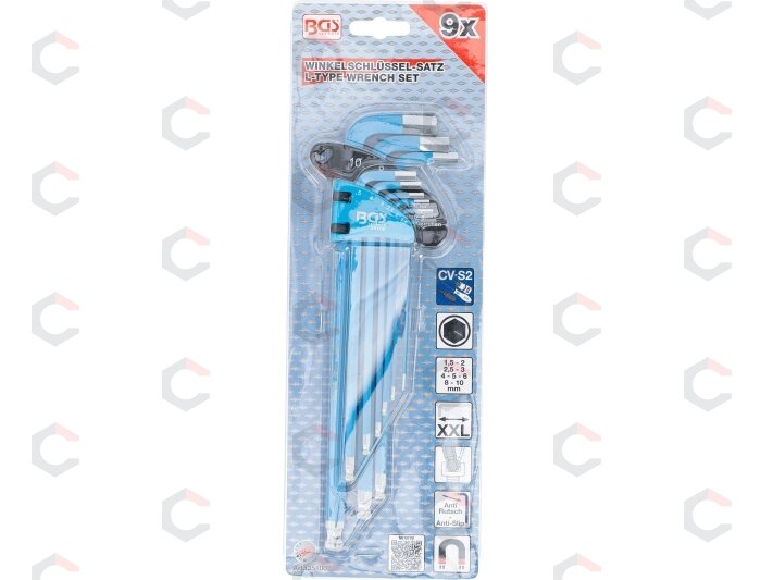 L tipo raktų rinkinys | ilgiausias tipas | hex šešiakampis / hex šešiakampis šarnyrinis / magnetinis 1,5 - 10 mm | 9 vnt. (35100) 3