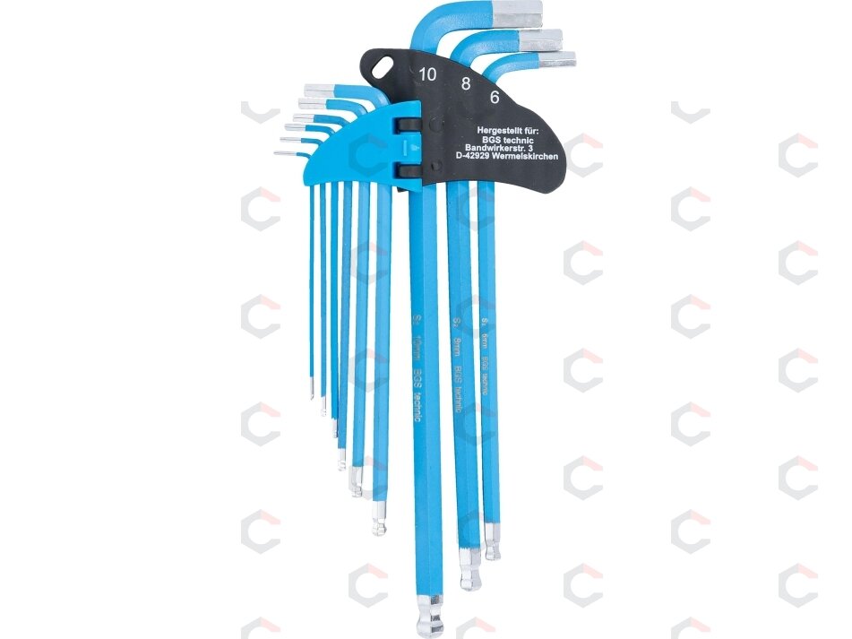 L tipo raktų rinkinys | ilgiausias tipas | hex šešiakampis / hex šešiakampis šarnyrinis / magnetinis 1,5 - 10 mm | 9 vnt. (35100) 2
